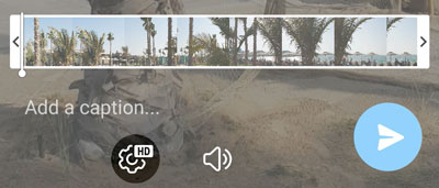 New button for selecting video quality when sending a video.